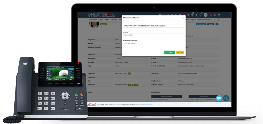 Gestionale immobiliare integrato con il centralino VoIP VOIspeed Cloud